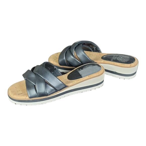 Vince Camuto Vivistie Wedge Slide Sandals‎ Black Leather Women's Size 9M - Picture 4 of 9